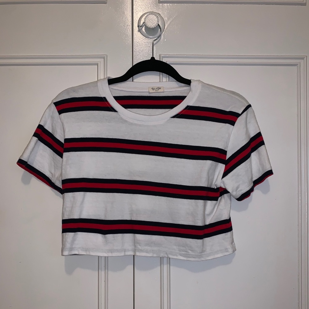 White stripped crop top